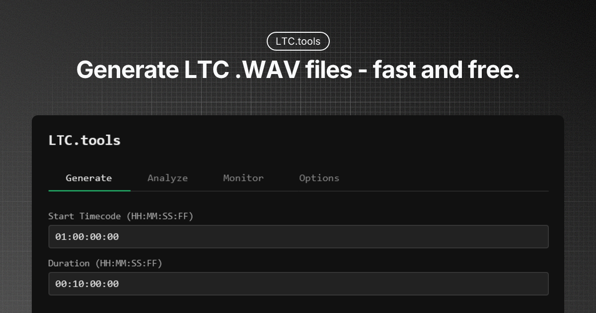 LTC.tools - Free Online Linear Timecode Generator